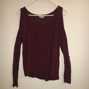 Maroon Cold shoulder long sleeve